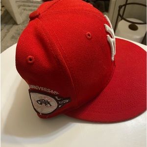 Yankees Red Fitted w/ Pink Heart